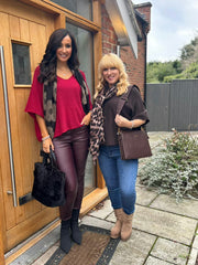 Wine V-Neck Reverse Seam Knit Diana