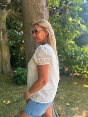 Stone Buttoned Floral Top Marcia