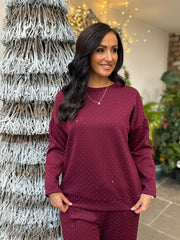 Wine Diamante Sweat Top Nina