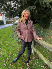 Wine Checked Blazer Sara