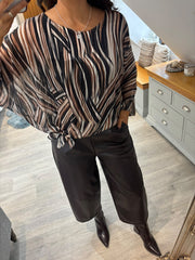 Black Shimmer Stripe Tie Top Amanda