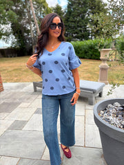 Denim Polka Dot Top Amber