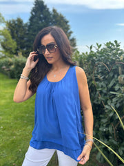 Royal Blue Crochet Detail Vest Moira