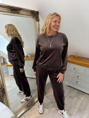 Chocolate Velour Leisure Set Amelia