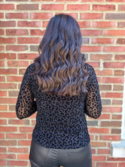 Black Leopard Mesh Top Helen