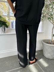 Black Textured Lightweight Trousers Kaylee