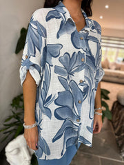 Blue Floral Print Shirt Betty