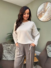 Stone Sequin Panel Sweatshirt Victoria