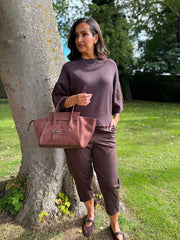 Chocolate Floral Lace Knit Joanne