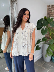 Stone Bubble Cotton Paisley Top Sammie