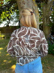 Chocolate Abstract Leaf Blouse Hailey
