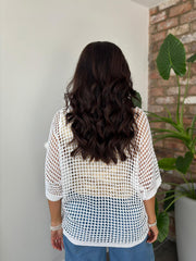 White Open Weave Knit Cassandra