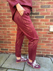 Wine Brushstroke Shimmer Joggers Natalia