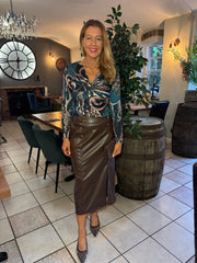 Teal Mixed Print Twist Front Top Bronte