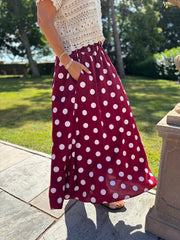 Wine Polka Dot Skirt Amy
