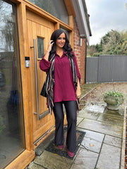 Wine Back Pleat Blouse Jackie