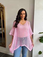 Pink Open Weave Knit Peyton