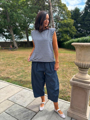 Navy Sleeveless Diamante Stripe Top Caitlyn