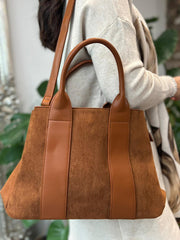 Tan Multi Fabric Handbag