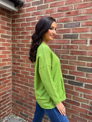 Pistachio Fringed Pocket Knit Ruth