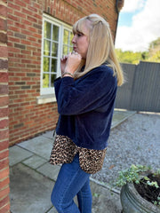 Navy Soft Touch Leopard Hoodie Alex