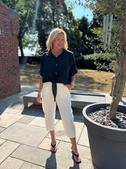 Black Tie Front Blouse Brielle