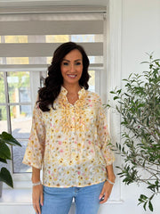 Yellow Floral Ruffle Blouse Eloise