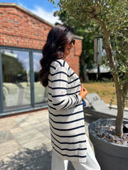 Navy Striped Longline Cardi Haven