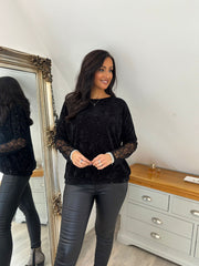 Black Chenille Shimmer Sweatshirt Hailey