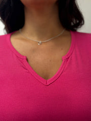 Lipstick Pink Ribbed Long Sleeve Top Emma
