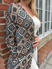 Teal Diamond Shimmer Cardigan Freya