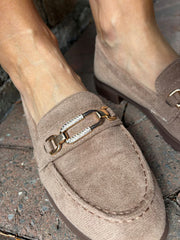 Mocha Faux Suede Chain Loafer