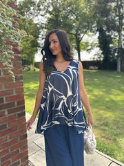 Navy Abstract Swirl Vest Isabella