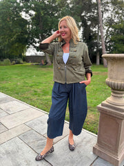 Khaki Military Suedette Jacket Cheryl