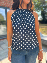 Navy Polka Dot Halter Neck Top Jessie