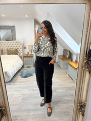 Khaki Abstract Animal Print Top Debbie