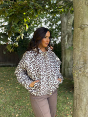 Mocha Leopard Premium Puffer Jacket Marcia