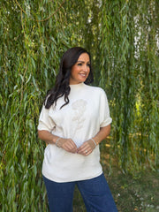 Stone Textured Flower Knit Claire