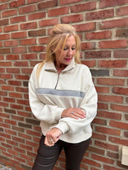 Antique Cream Chenille Half Zip Jumper Hazel