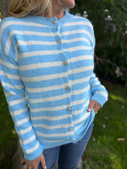 Blue Striped Knit Cardi Loretta