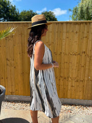 Black Brushed Stripe Panel Dress Jodie