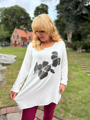 Winter White Embellished Flower Top Selina