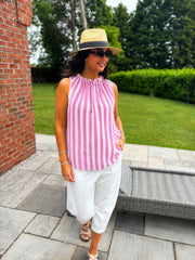 Pink Striped Sleeveless Top Tiana