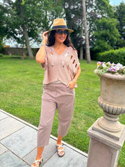 Mocha Barrel Leg Trousers