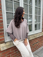 Mocha V-Neck Reverse Seam Knit Diana