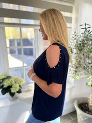 Navy Alphabet Tree Stud Top Alina