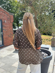 Chocolate Polka Dot Blouse Kathy