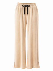 Stone Pull On Wide Leg Velour Trousers