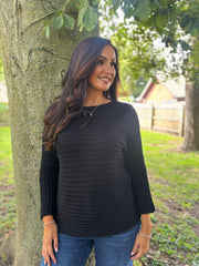 Black Ribbed Knit Kia