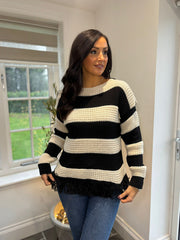 Stone Stripe Fringed Knit Robyn